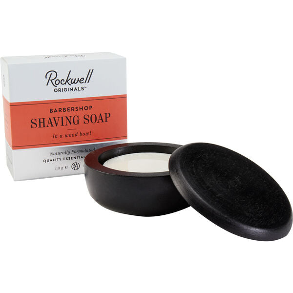 Rockwell Shave Soap Barbershop Scent in Black Wooden Bowl with Lid - 4oz / 113g