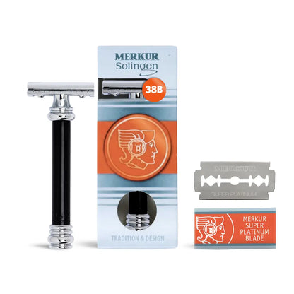 Merkur 38B Safety Razor with Barberpole Long Heavy Handle - Closed Comb Design - Shopthatapp.ca