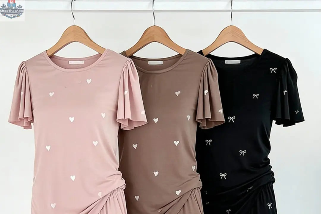 Heartfull PJ – Silky Printed Pajama Set 2PC In Mochacinno Hearts - Shopthatapp.ca