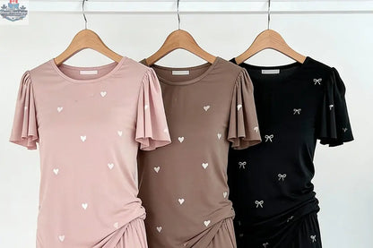 Heartfull PJ – Silky Printed Pajama Set 2PC In Mochacinno Hearts - Shopthatapp.ca