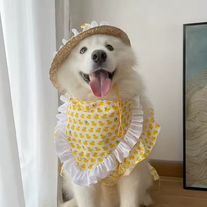 Summertime Happiness Luxury Dog Dress Set with Hat for Large Breeds - Shopthatapp.ca