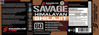BulkBully Supplements Savageline Labs Himalayan Shilajit, natural resin supplement with rich mineral content, shown in a clear container.