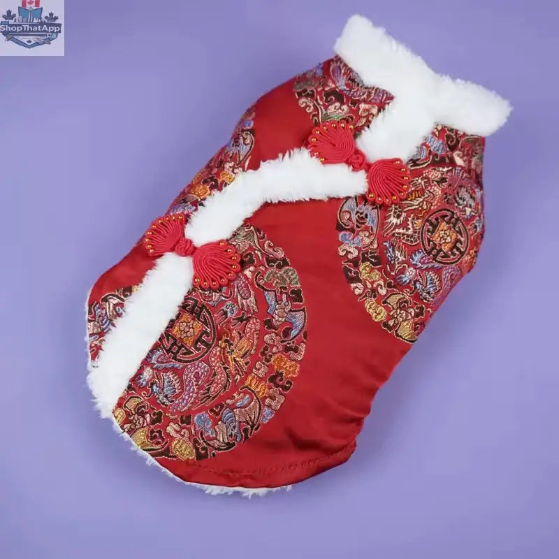 Lunar New Year Dog Vest for Prosperity - Brocade Design - Shopthatapp.ca