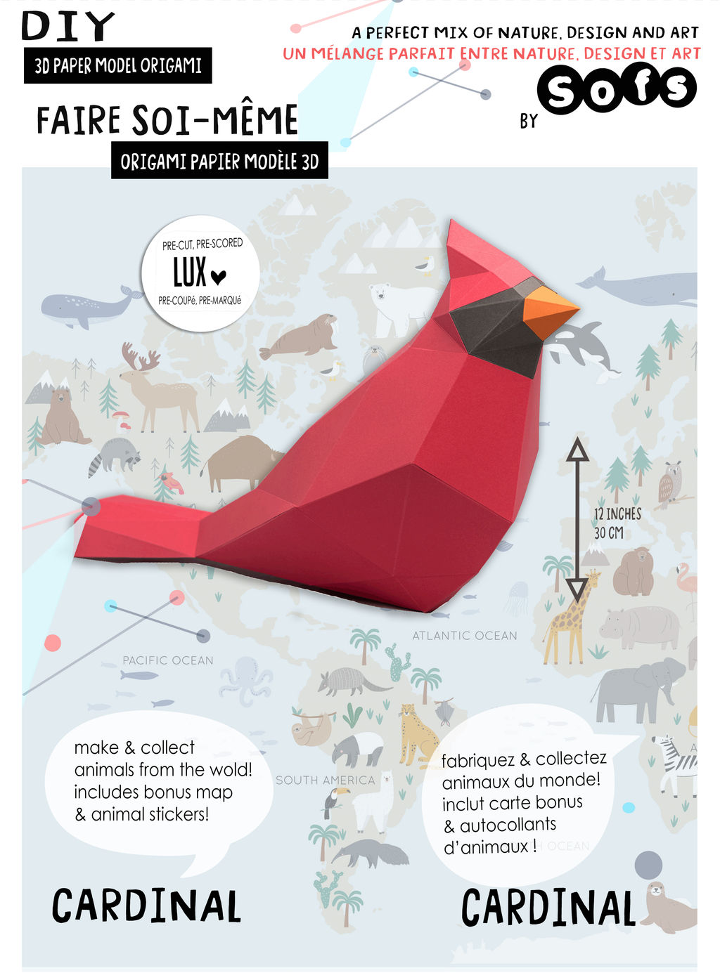 DIY Cardinal 3D Origami paper model Kit - Www.Shopthatapp.ca