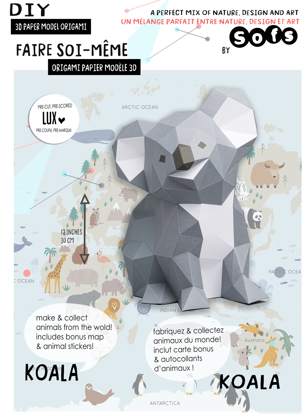 DIY Koala 3D Origami paper model Kit - Www.Shopthatapp.ca