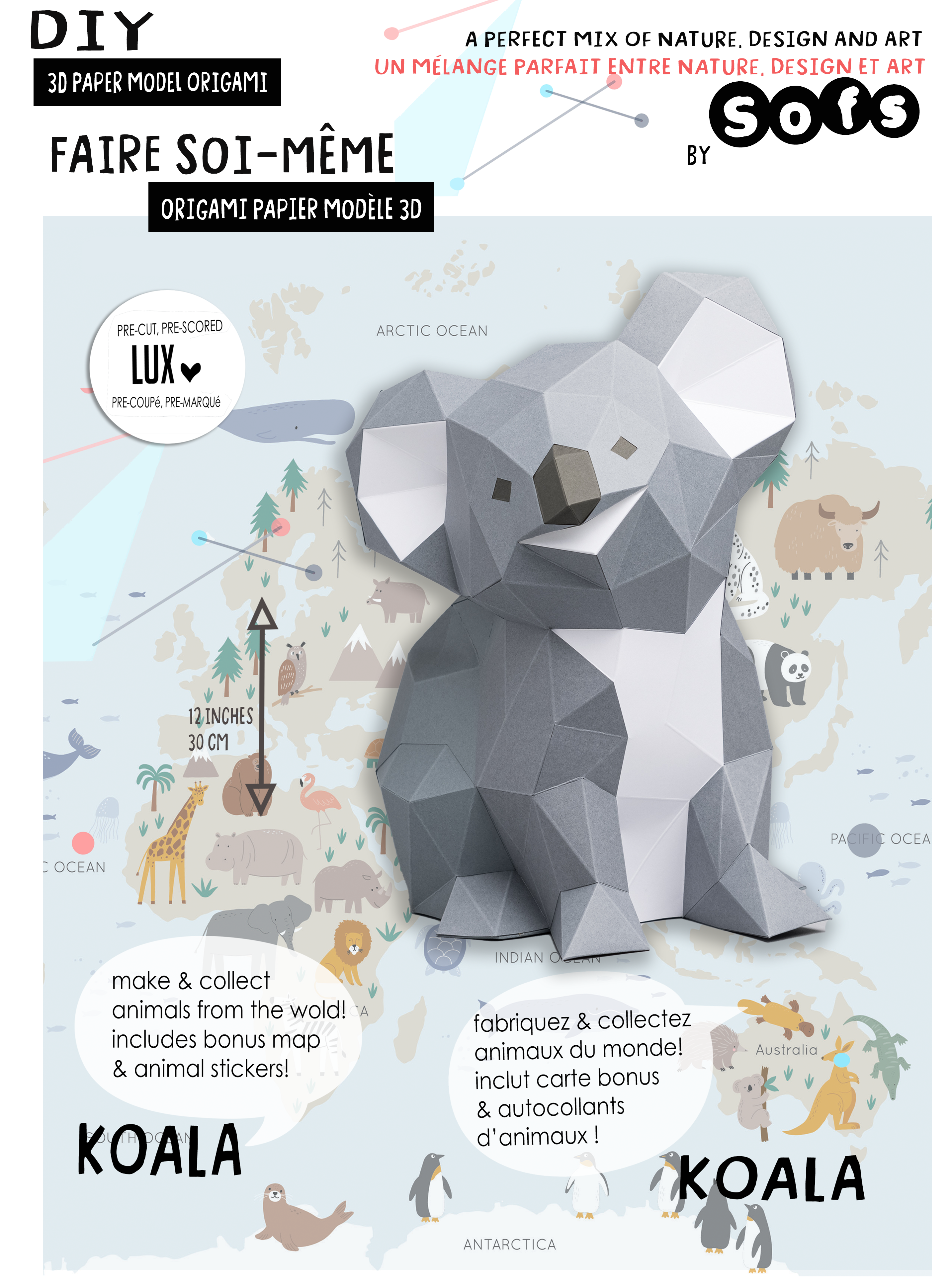 DIY Koala 3D Origami paper model Kit - Www.Shopthatapp.ca