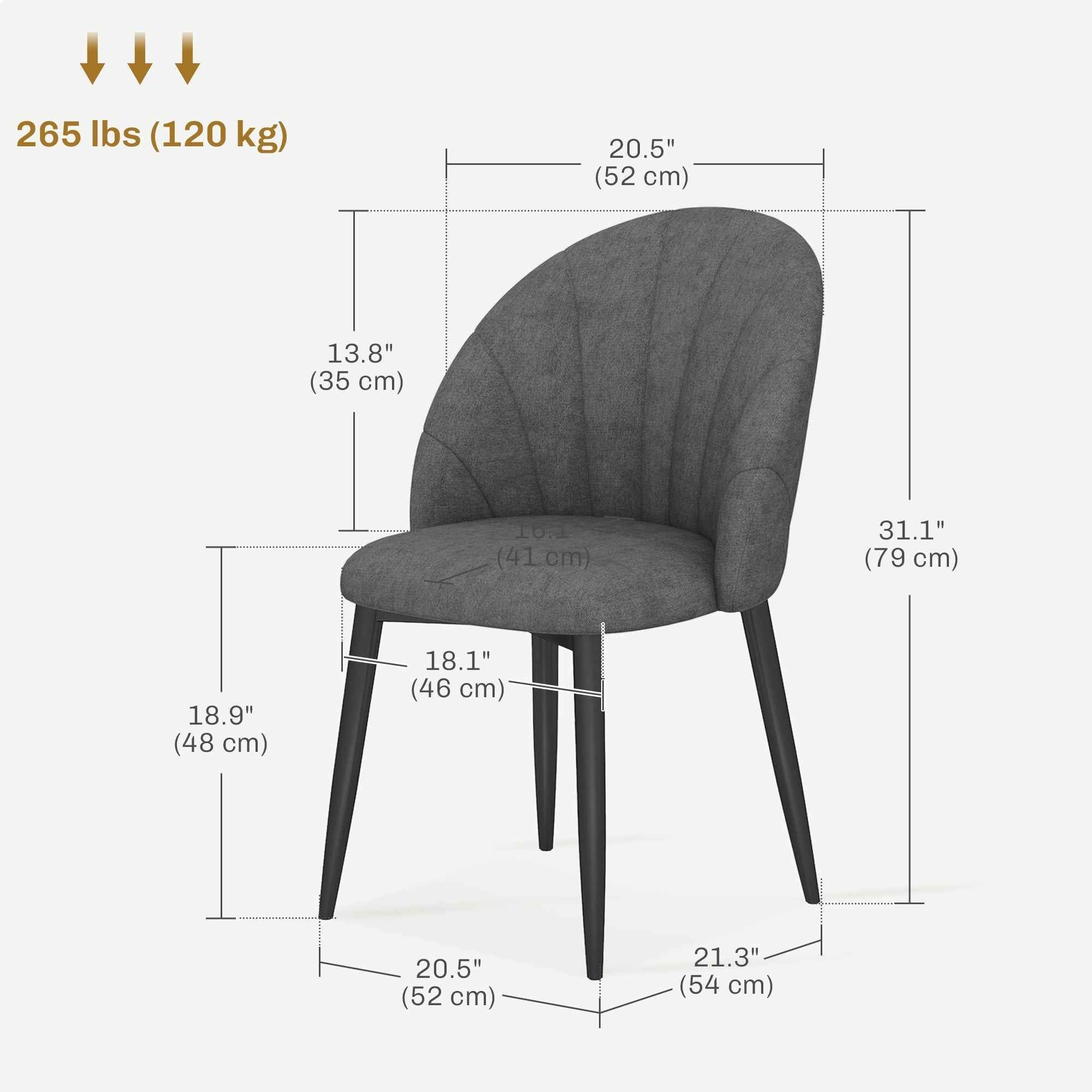 Skylar Modern Dining Chairs Set of 4-Dark Grey