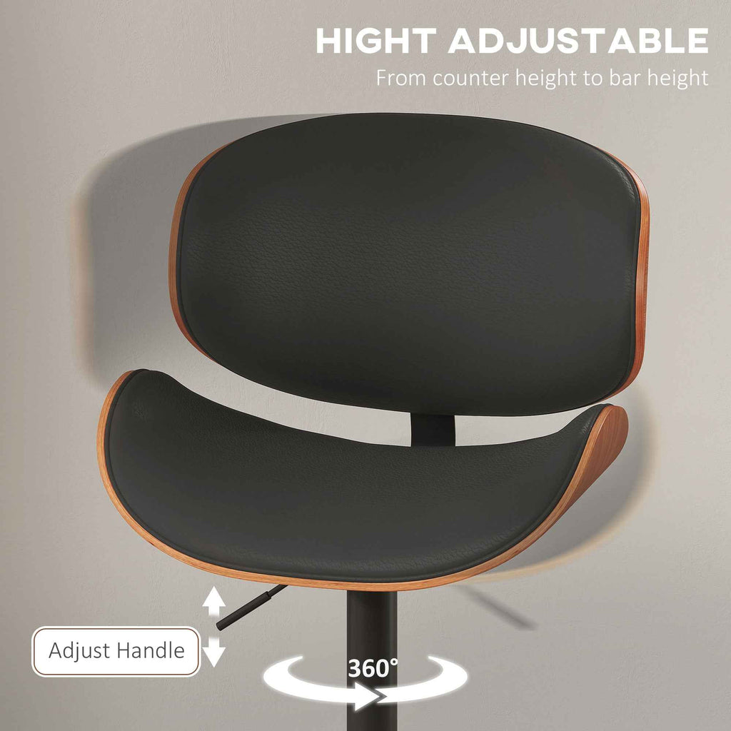 Alpine Modern Adjustable Counter/Bar Stools with Swivel Seat-Set of 2-Black