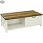 SLOTH Nation Lowen farmhouse coffee table with natural wood finish, showcasing rustic style and functional design for living room decor.