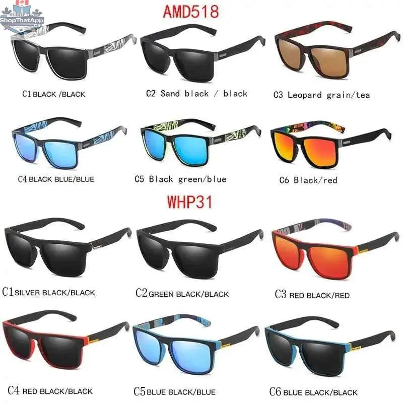 777tech HD polarized sunglasses with black frames and dark tinted lenses, showcasing a sleek and modern design.