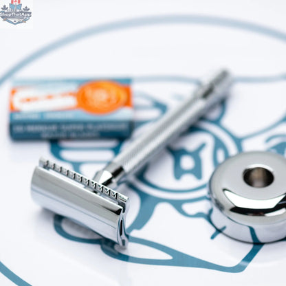 Merkur Razor Set 2-pieces ( Razor 23 001, and Stand 4005 001), Bright Chrome, MK-2381001 - Shopthatapp.ca