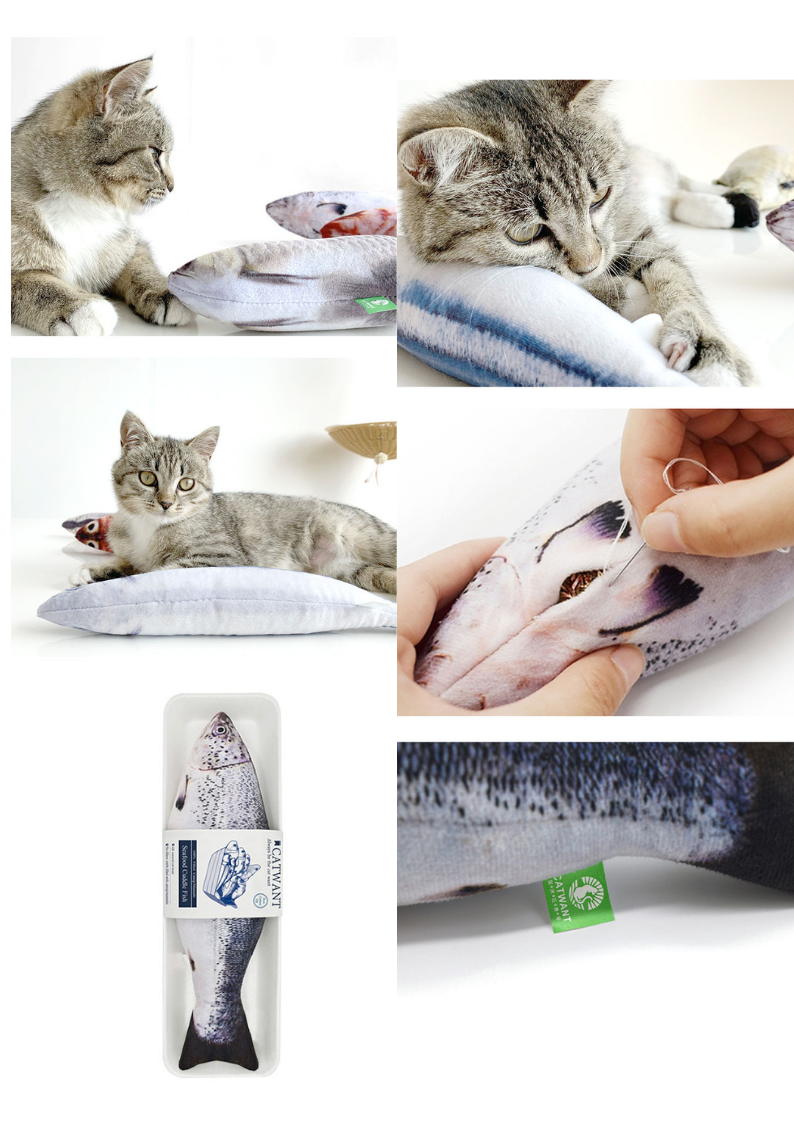 100% Silvervine Catnip Fish Toy - Cuddle Toy for Cats - Shopthatapp.ca
