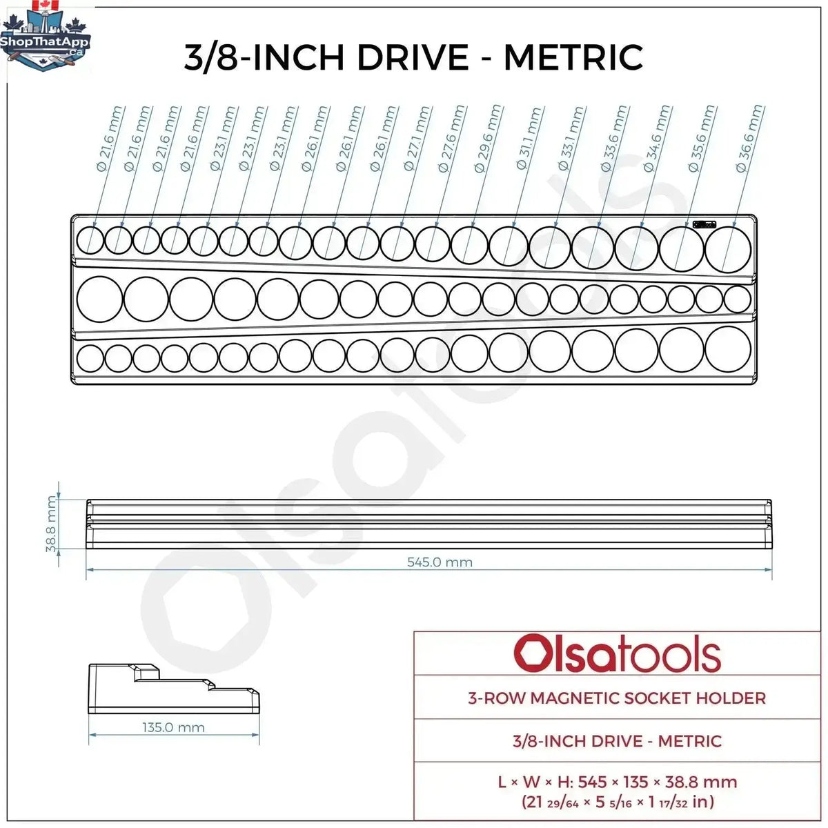 3-Row Magnetic Socket Holder - Shopthatapp.ca