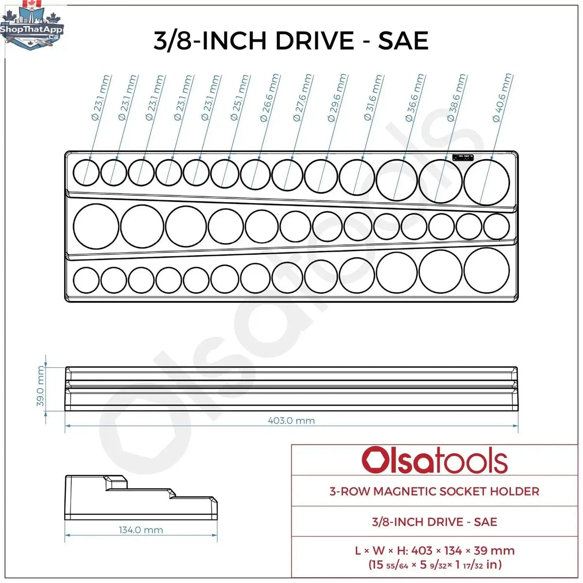 3-Row Magnetic Socket Holder - Shopthatapp.ca
