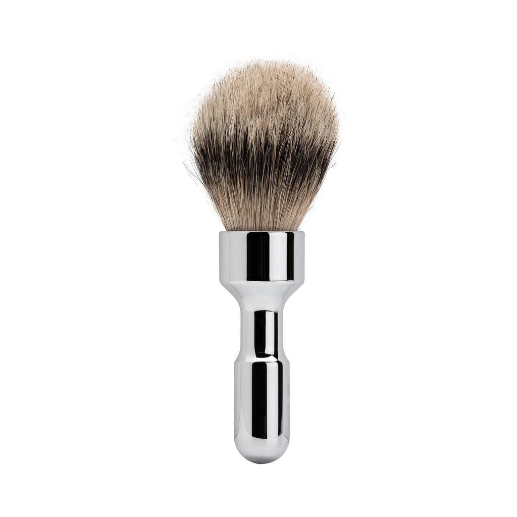 Merkur Badger Hair Shaving Brush - Silver Tip, Bright Chrome MK-1701001