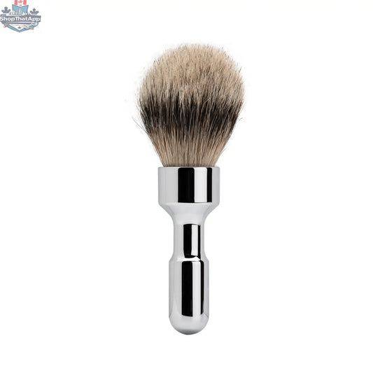Merkur Badger Hair Shaving Brush - Silver Tip, Bright Chrome MK-1701001 - Shopthatapp.ca