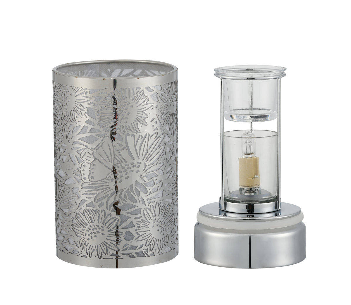 7" touch lamp-Fragrance Wax Melts Warmer -Electric Candle Essential Oil Burner-Metal Silver Sunflower Table Decor