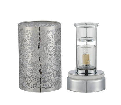7" touch lamp-Fragrance Wax Melts Warmer -Electric Candle Essential Oil Burner-Metal Silver Sunflower Table Decor