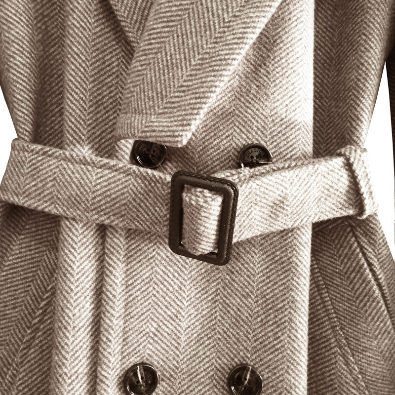 knee Herringbone Coat For Mens