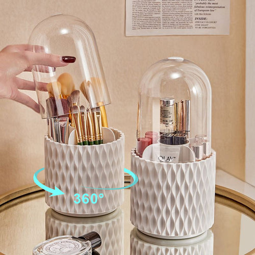 360 Rotating Makeup Brush Organizer with Large Capacity and Transparent Design - Shopthatapp.ca