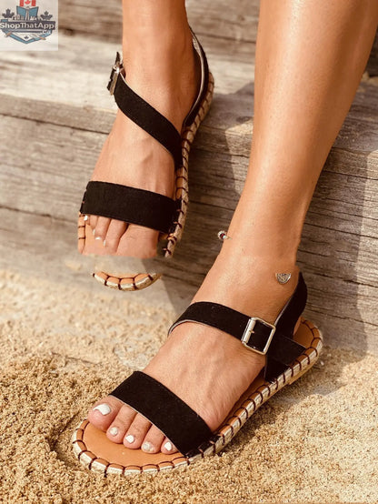 Side Buckle One Strap Fashion Ladies Sandals - Shopthatapp.ca