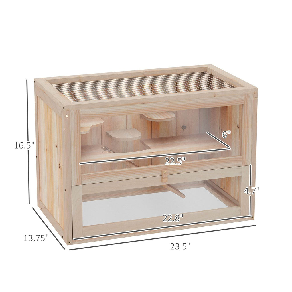 2- Tier Wooden Crafted Hamster Rodent Habitat Cage