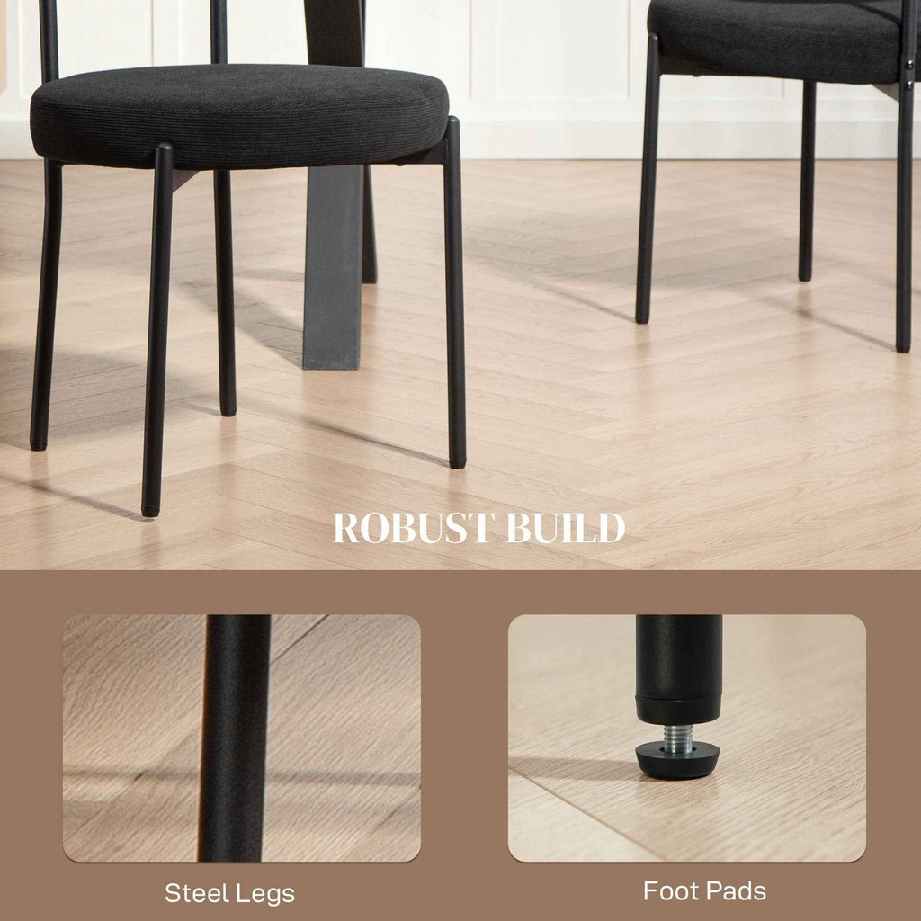 Avery 4 Pieces Modern Dining Chairs with Corduroy Upholstery-Black