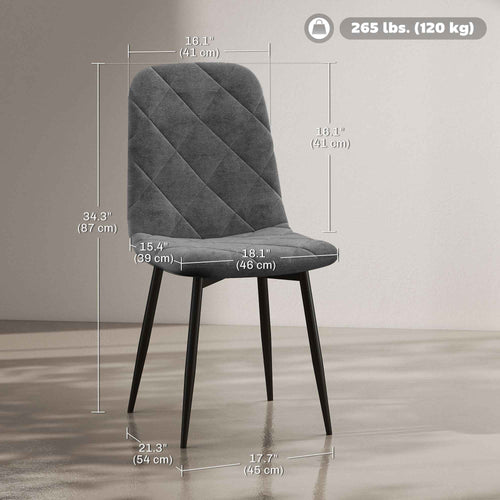 Arbor Upholstered Dining Chairs with Steel Legs-Set of 4-Grey