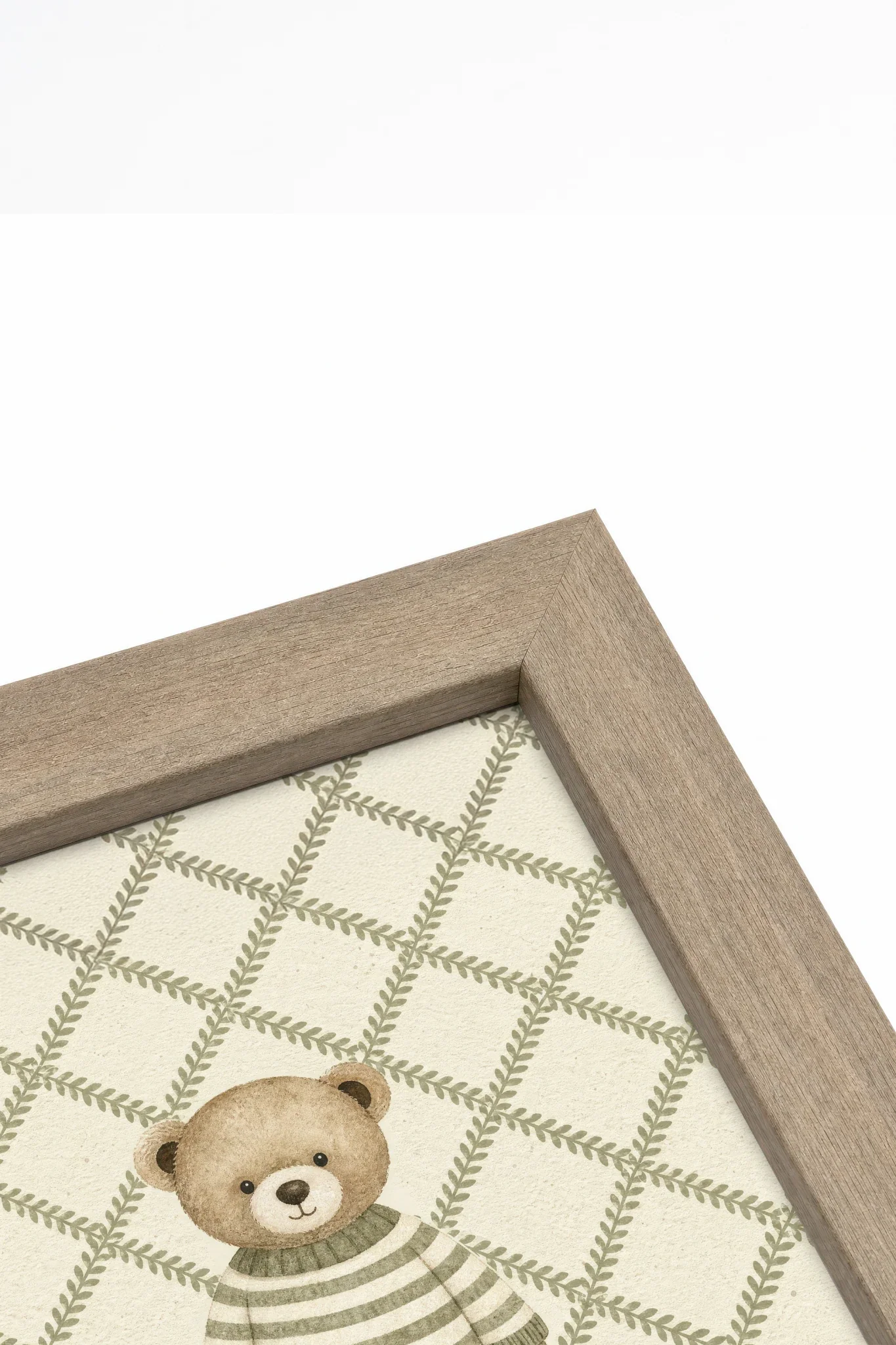 Oeuvre sur toile OURSON TRICOT avec cadre brun chêne - toile rigide (collective) - Shopthatapp.ca