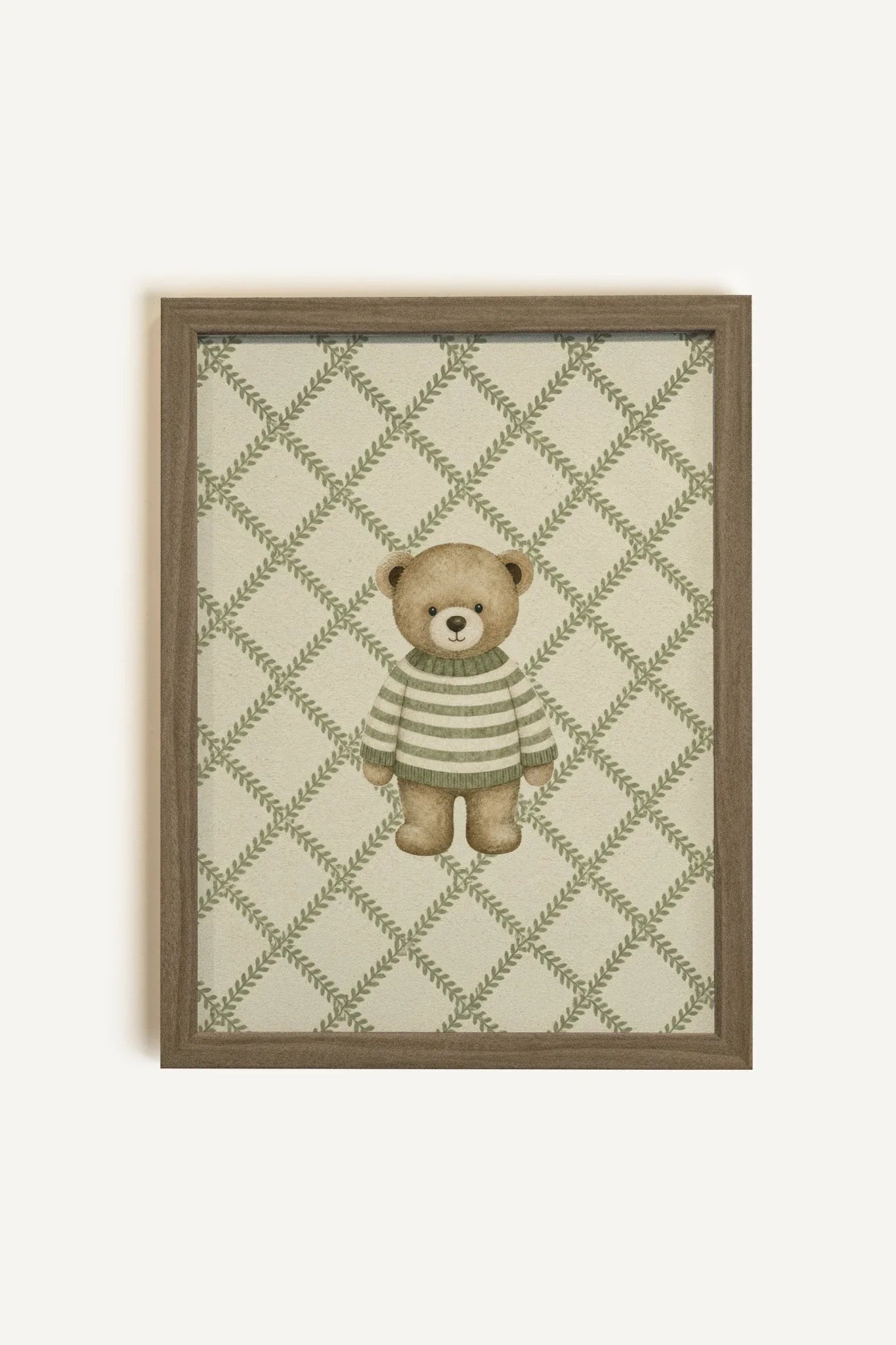 Oeuvre sur toile OURSON TRICOT avec cadre brun chêne - toile rigide (collective) - Shopthatapp.ca