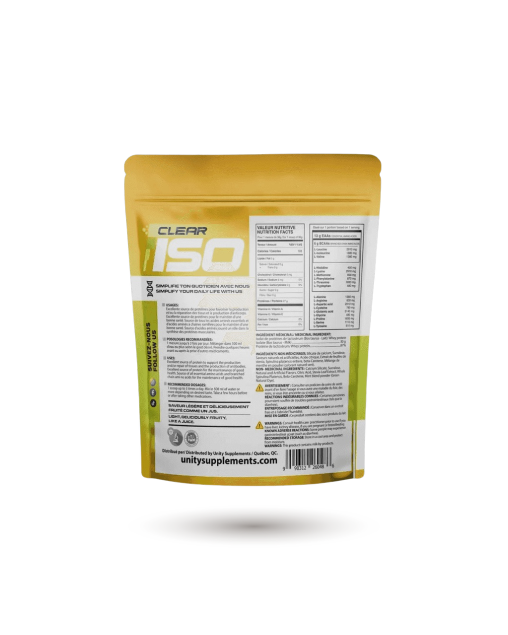 Unity Supplements Clear Isolate Protein Powder - Www.Shopthatapp.ca