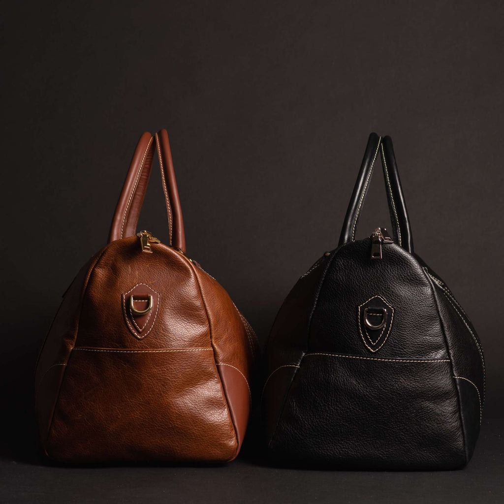 The Shield Duffle- Black Full-Grain Leather Duffle Bag Made in Canada - Www.Shopthatapp.ca