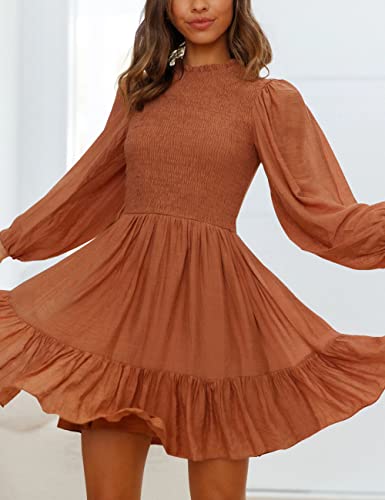 ADEWEL Women's Ruffle Mini Dress - Long Sleeve Mock Neck with Stylish Ruffles - Shopthatapp.ca