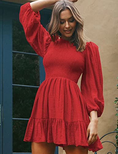ADEWEL Women's Ruffle Mini Dress - Long Sleeve Mock Neck with Stylish Ruffles - Shopthatapp.ca