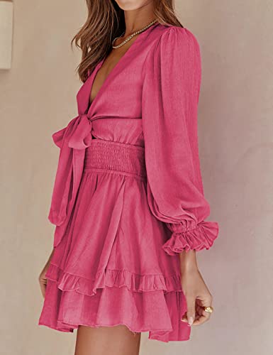 AILUNSNIKA Women's Knotted Tiered Mini Dress - Shopthatapp.ca