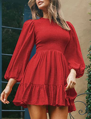 ADEWEL Women's Ruffle Mini Dress - Long Sleeve Mock Neck with Stylish Ruffles - Shopthatapp.ca