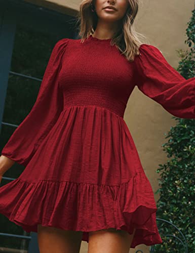 ADEWEL Women's Ruffle Mini Dress - Long Sleeve Mock Neck with Stylish Ruffles - Shopthatapp.ca