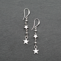 Silver Star Drop Earrings with Double Drop Design - Charming Silver Plate Accessories - Shopthatapp.ca