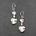 Silver Heart Drop Earrings - Elegant Double Drop Design in Silver Plate - Shopthatapp.ca