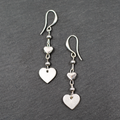 Silver Heart Charm Earrings with Double Drop Design - Shopthatapp.ca