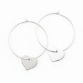 Silver Heart Hoop Earrings - Elegant Silver Plate Heart on Hoop Design - Shopthatapp.ca