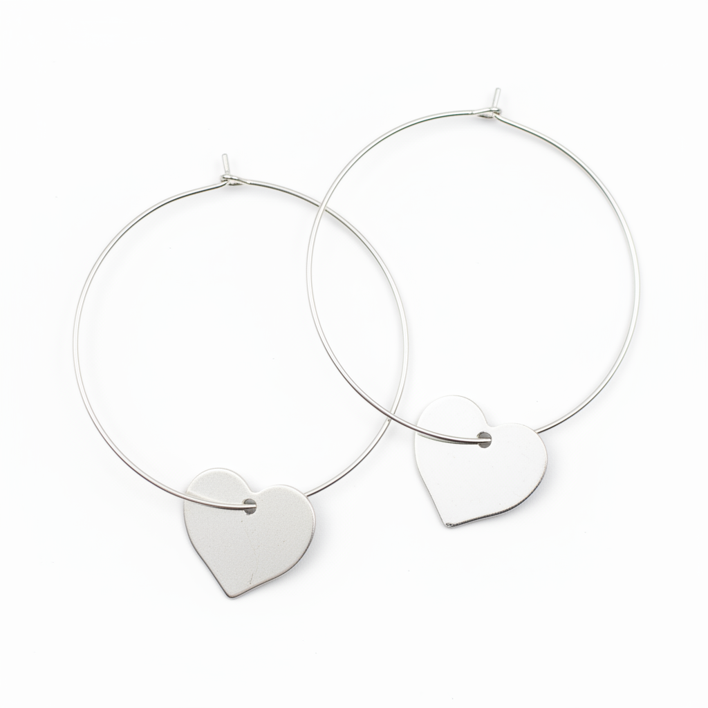 Silver Heart Hoop Earrings - Elegant Silver Plate Heart on Hoop Design - Shopthatapp.ca