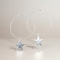 Silver Star Hoop Earrings – Elegant Silver Plate Design on Hoops - Shopthatapp.ca