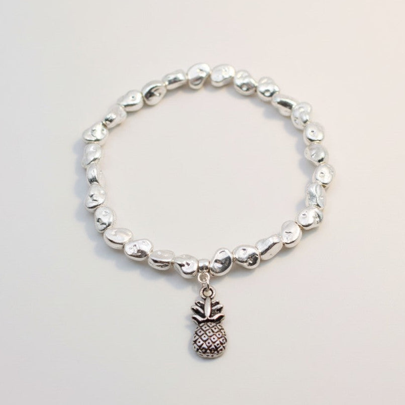 Pineapple Charm Bracelet Silver Plate - Stylish Nugget Design - Shopthatapp.ca