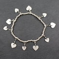 Silver Heart Charm Bracelet with Elasticated Design - Shopthatapp.ca