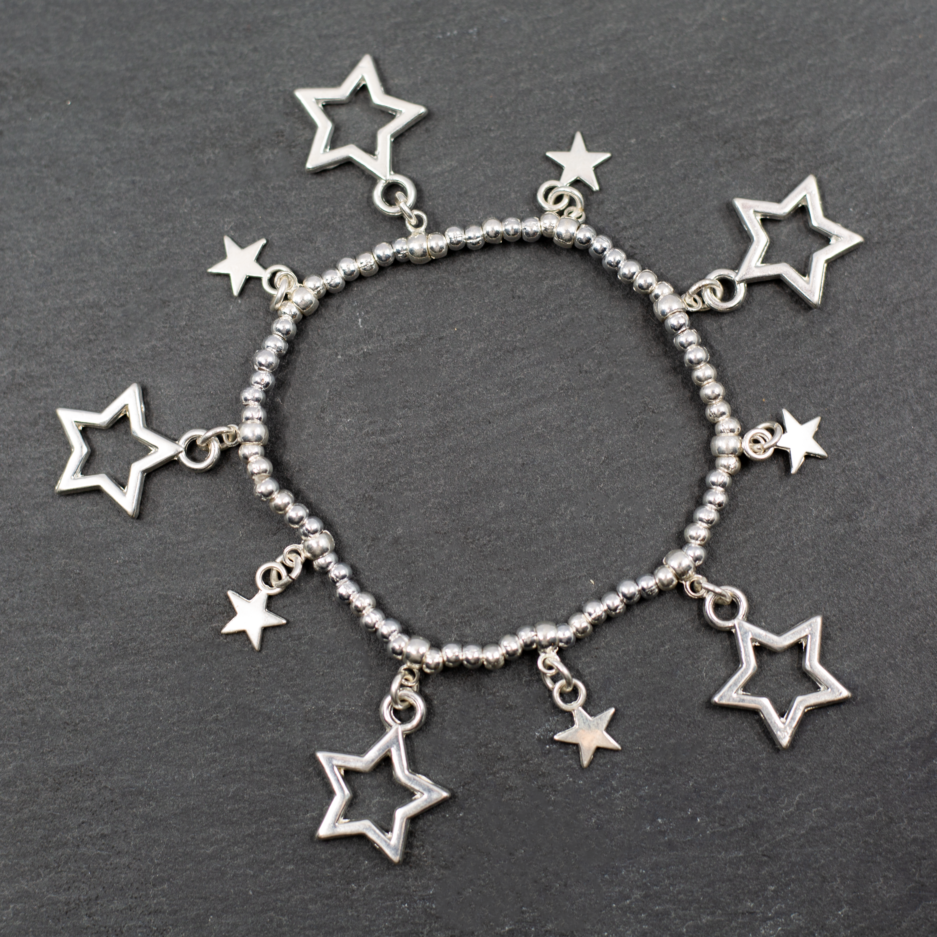 Silver Star Charm Bracelet with Elasticated Design and Stylish Charm - Shopthatapp.ca
