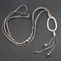 Silver Pendant Necklace with Oval Silver Plate on Suede - Shopthatapp.ca