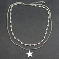 Silver Star Charm Necklace - Double Strand Style with Elegant Plate Design - Shopthatapp.ca