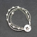 Silver Star Charm Bracelet - Multi Strand with T-Bar Clasp - Shopthatapp.ca