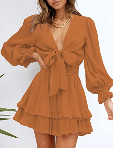 AILUNSNIKA Women's Knotted Tiered Mini Dress - Shopthatapp.ca